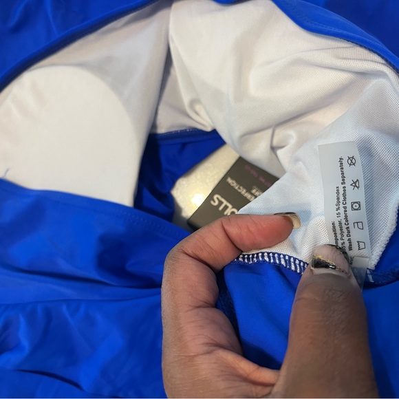 Rebdolls Vibrant Blue “prism” ruffle swim top - Picture 7 of 8